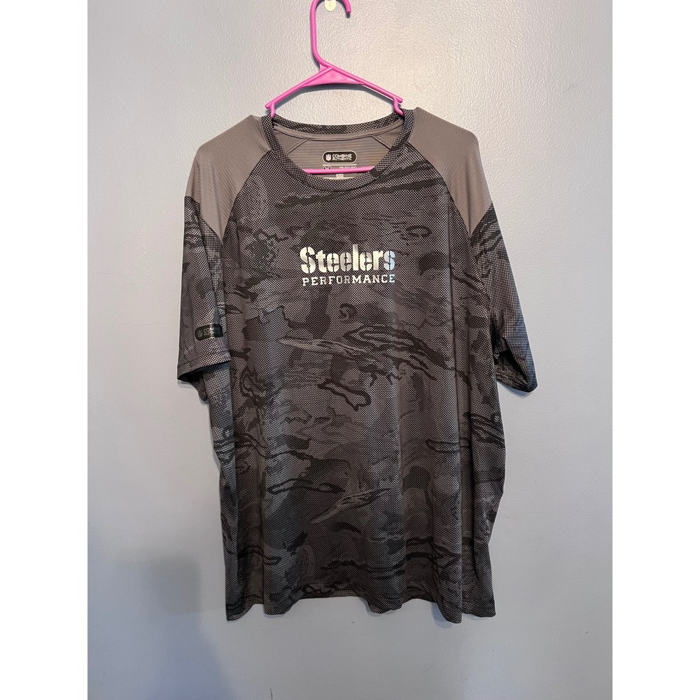 Under Armour NFL Pittsburgh Steelers Gray Camo Active Wear T-Shirt Size XL Sport